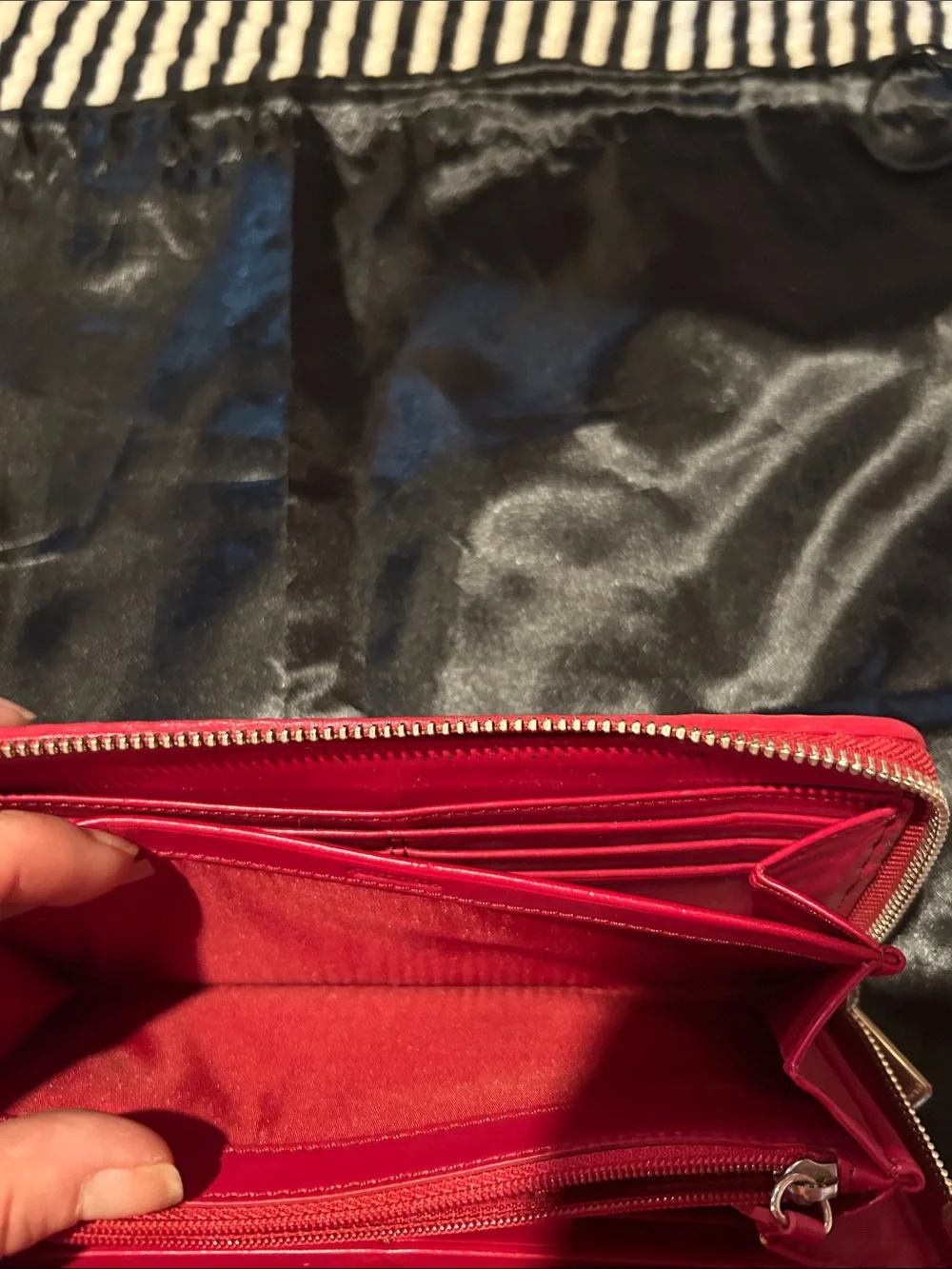 Coach Red Leather Fringe Zip-Around Wallet